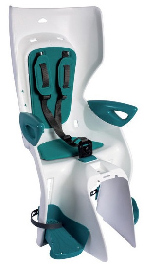 Купить Детское велокресло BELLELLI Summer на багажник, белое с бирюзовой вставкой