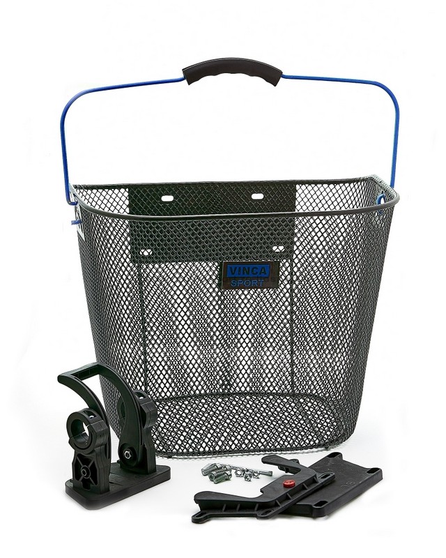 Купить Корзинка передняя быстросъемная VINCA SPORT 310х230х230мм, черная, синяя ручка 