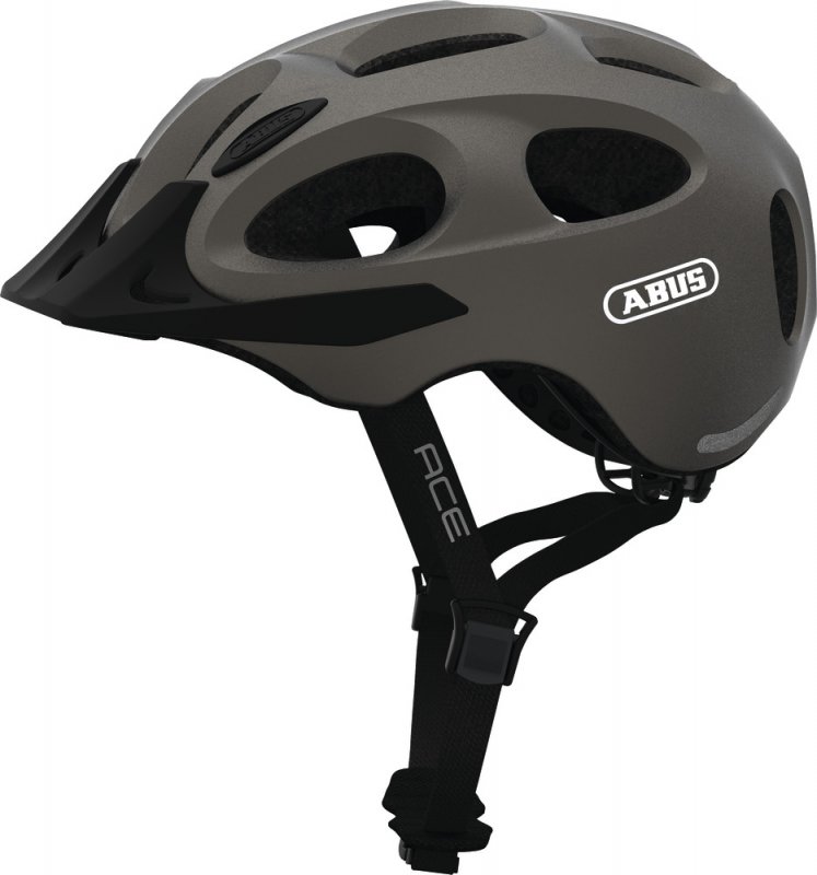 Купить Шлем Youn-I-Ace с LED фонариком, M(52-57см) с регулир., 270гр, 17 отв, сетка от насекомых, серый металлик ABUS