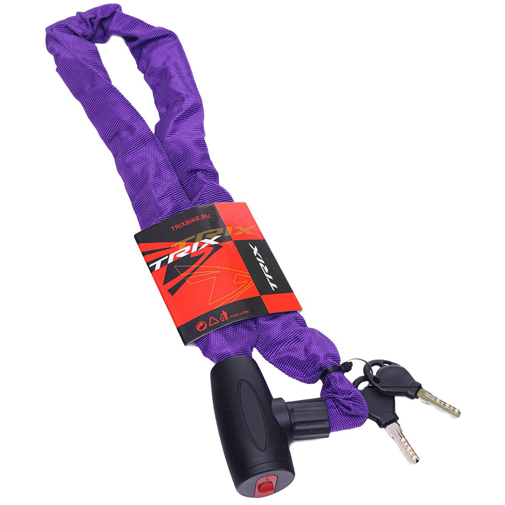 Купить Велозамок-цепь TRIX LK-TX-003KEY-PR, 6х1000 мм, фиолетовый